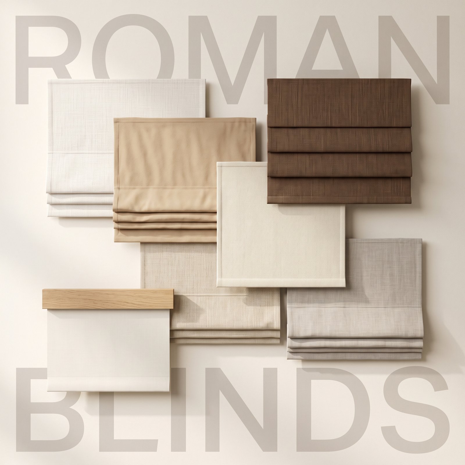 Premium roman blind fabric with soft folded texture